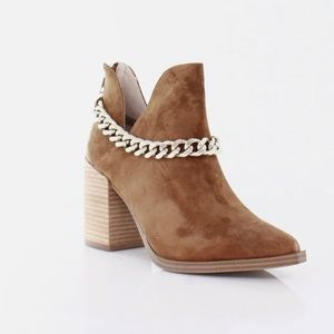 Steve Madden cognac chain bootie